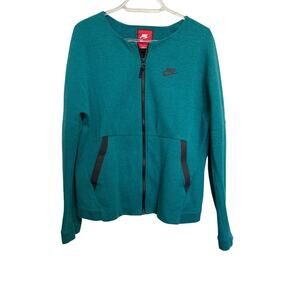 Nike Sportswear Tech Fleece Jacket Women's Medium Teal Full Zip Drop Shoulder